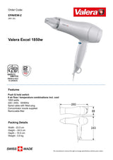 Valera Excel Hair Dryer with Removable Filter 1875W - EPAVEW-2 - Hand Dryers UK™