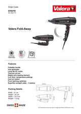 Valera Fold Away 5400 Hair Dryer 2000W - EPAVFB - Hand Dryers UK™