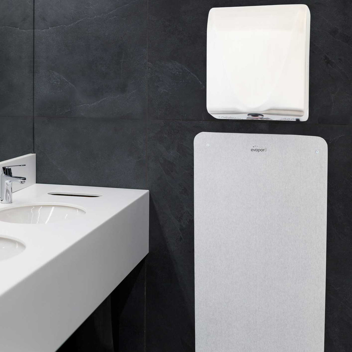 Hand Dryer Splash Back Wall Guard With evapor8 Technology