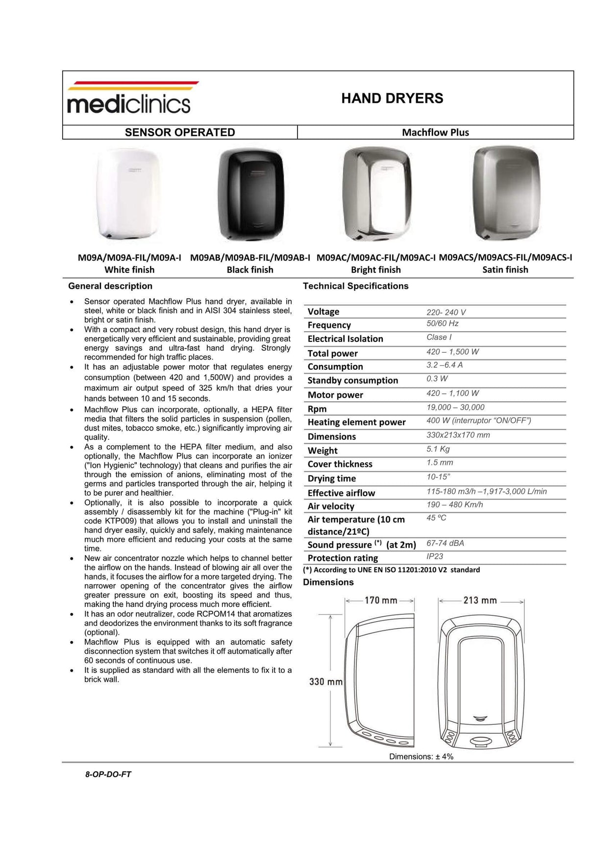 M09A-I Machflow HEPA & Ioniser Hand Dryer - Hand Dryers UK™