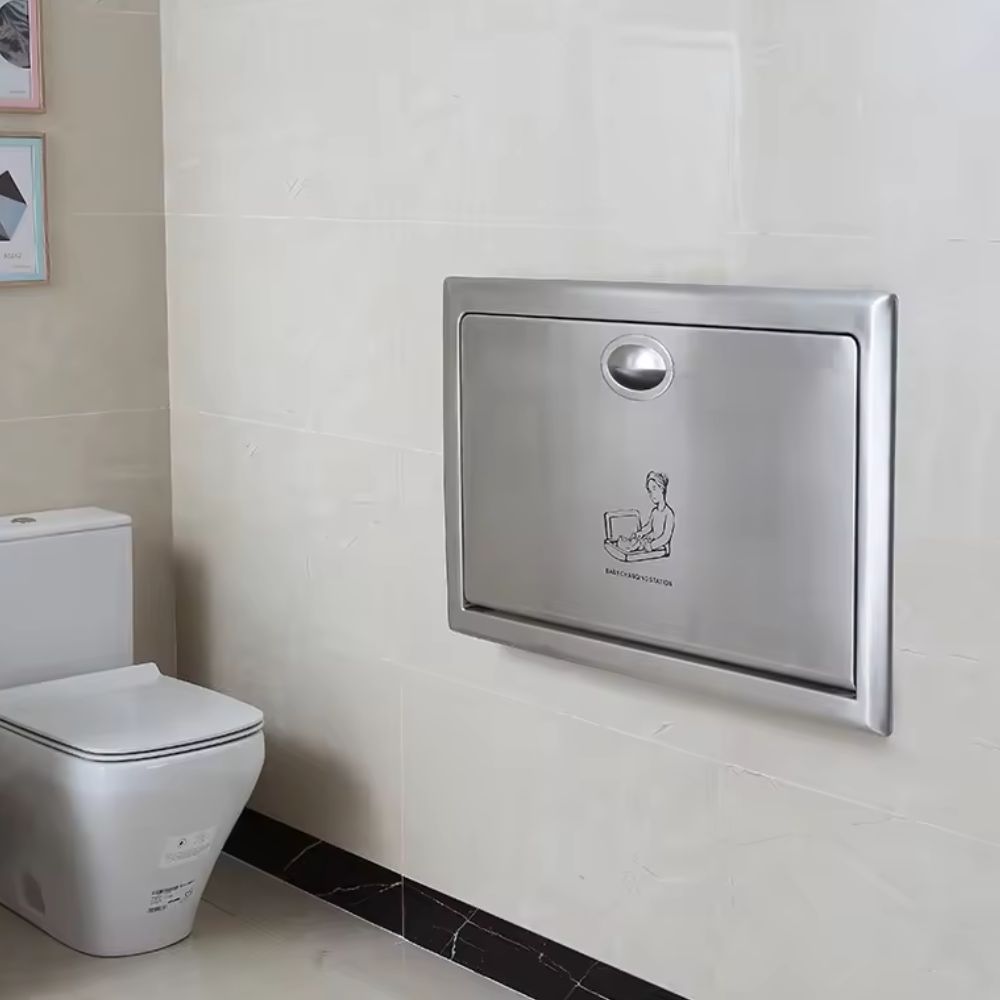 Stainless Steel Horizontal Recessed Baby Changing Station